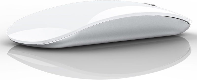 TENMOS M18 Bluetooth Mouse, USB C Rechargeable Wireless Mouse, Triple Mode (Dual Bluetooth+USB) Computer Silent Mice Portable with USB Receiver and Type C Adapter for Laptop/MacBook/iPad/PC - White - Image 1